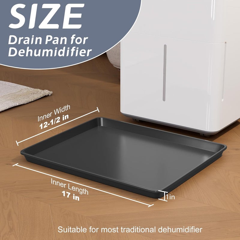 Flamorrow Dehumidifier Mat, Hard Plastic Drip Pan for Home and Basement Dehumidifiers, Dehumidifier Tray with Raised Edge for Leaks, Prevents Water from Pooling Underneath, Black, 17"x12.5" - Image 2